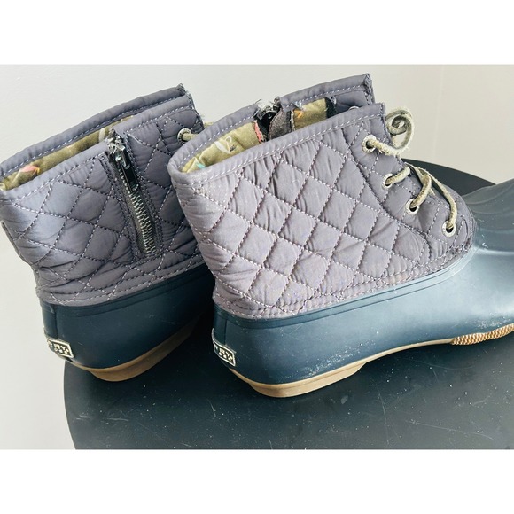 Sperry Saltwater Blue Quilted Duck Boots Waterproof 10 - Picture 3 of 4